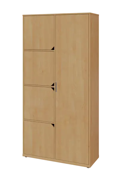 KSR6-82 P skříň šatní, 1x výsuvné ramínko, 4x dvířka, 2053x1022x400 mm, provedení pravé, javor horský